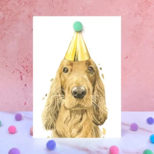 ginger cocker spaniel birthday card